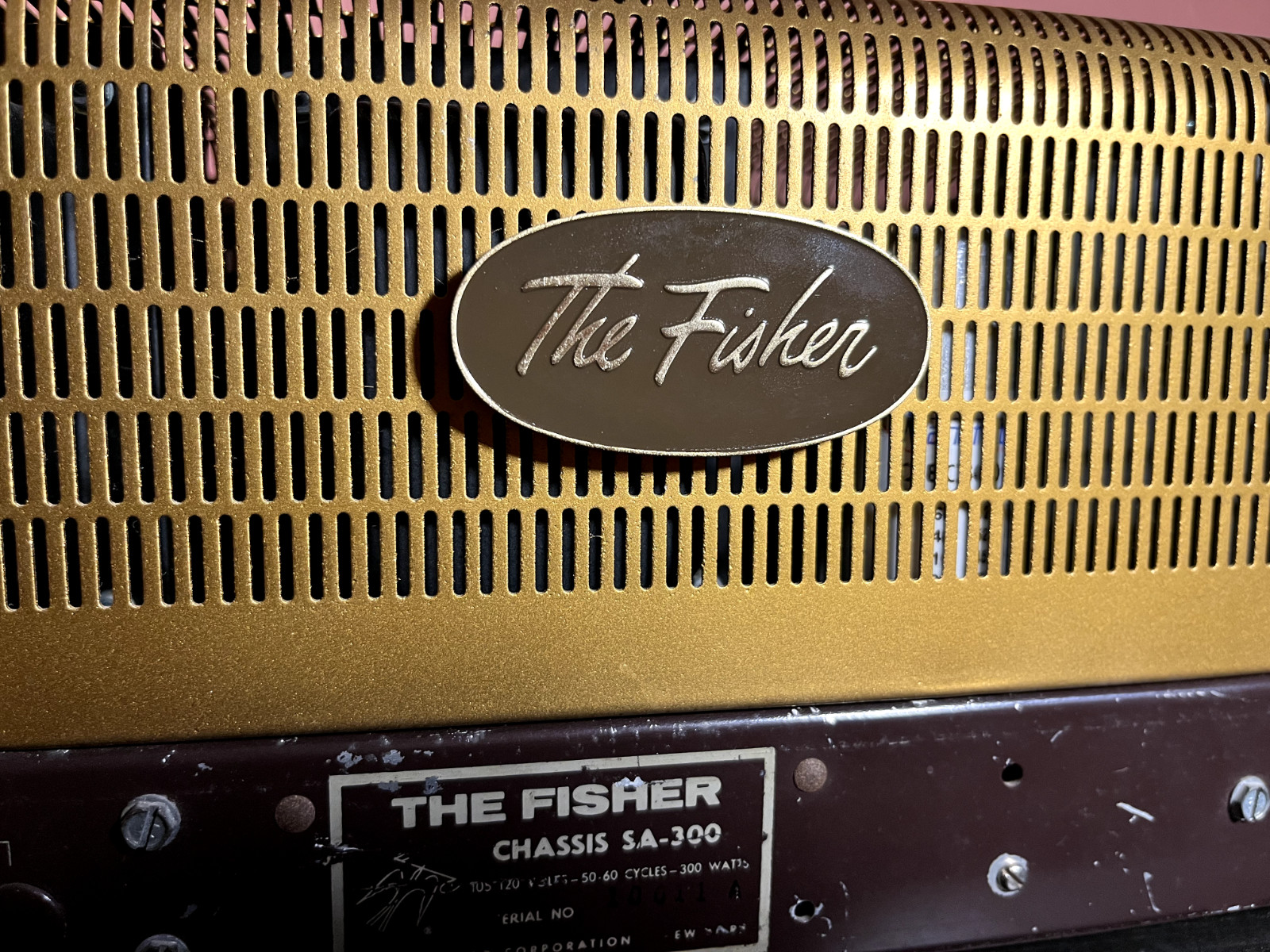 The Fisher Metal / Enamel Badge For Vintage Tube Amps SA-300 100 80Az & Others