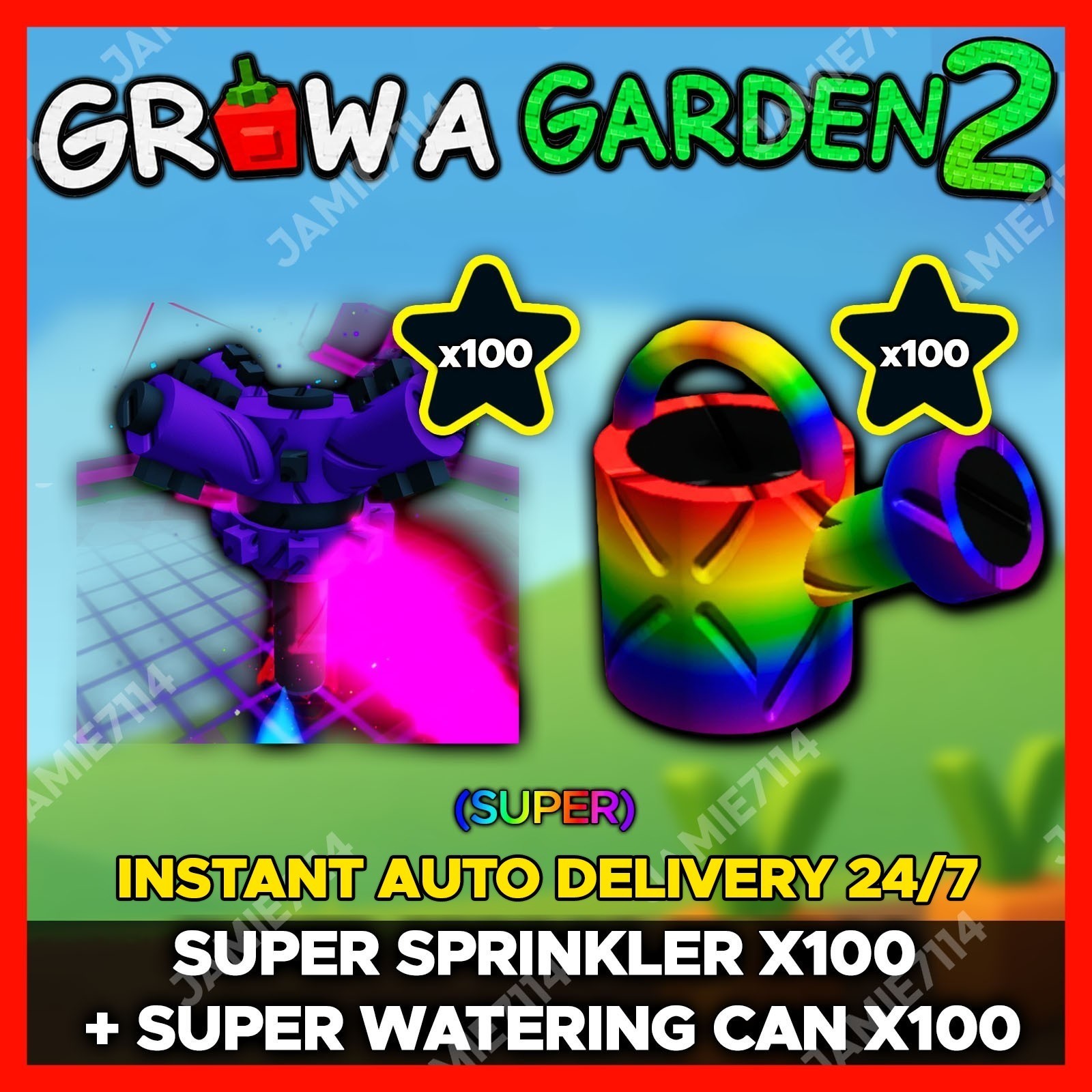 🪴Grow a Garden 2 | Super Sprinkler x100 + Super Watering Can x100 | GAG2 Fast