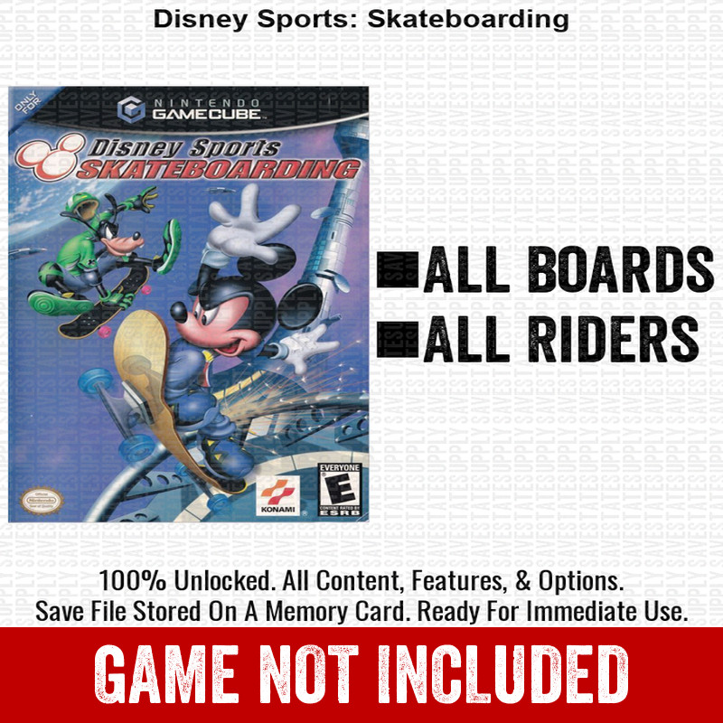 Disney Sports Skateboarding 100% Nintendo GameCube Memory Card Save CHEATS