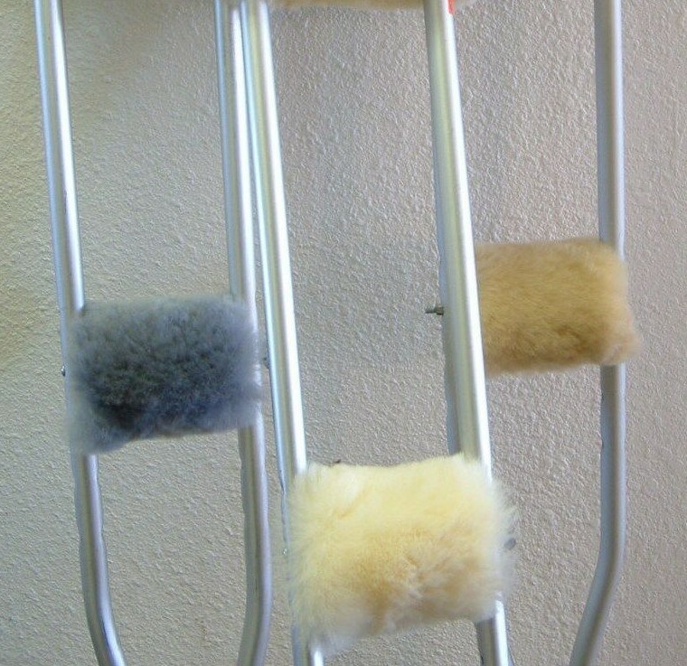 1 PAIR HAND GRIP Pads ONLY comfort CRUTCH HANDLES Just Merino Sheepskin USA Made