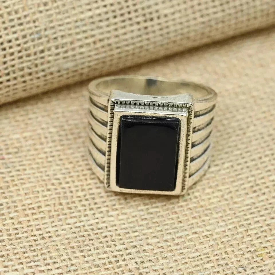 Black Onyx Men's Ring Solid 925 Sterling Silver Beautiful Ring, All Size M1712