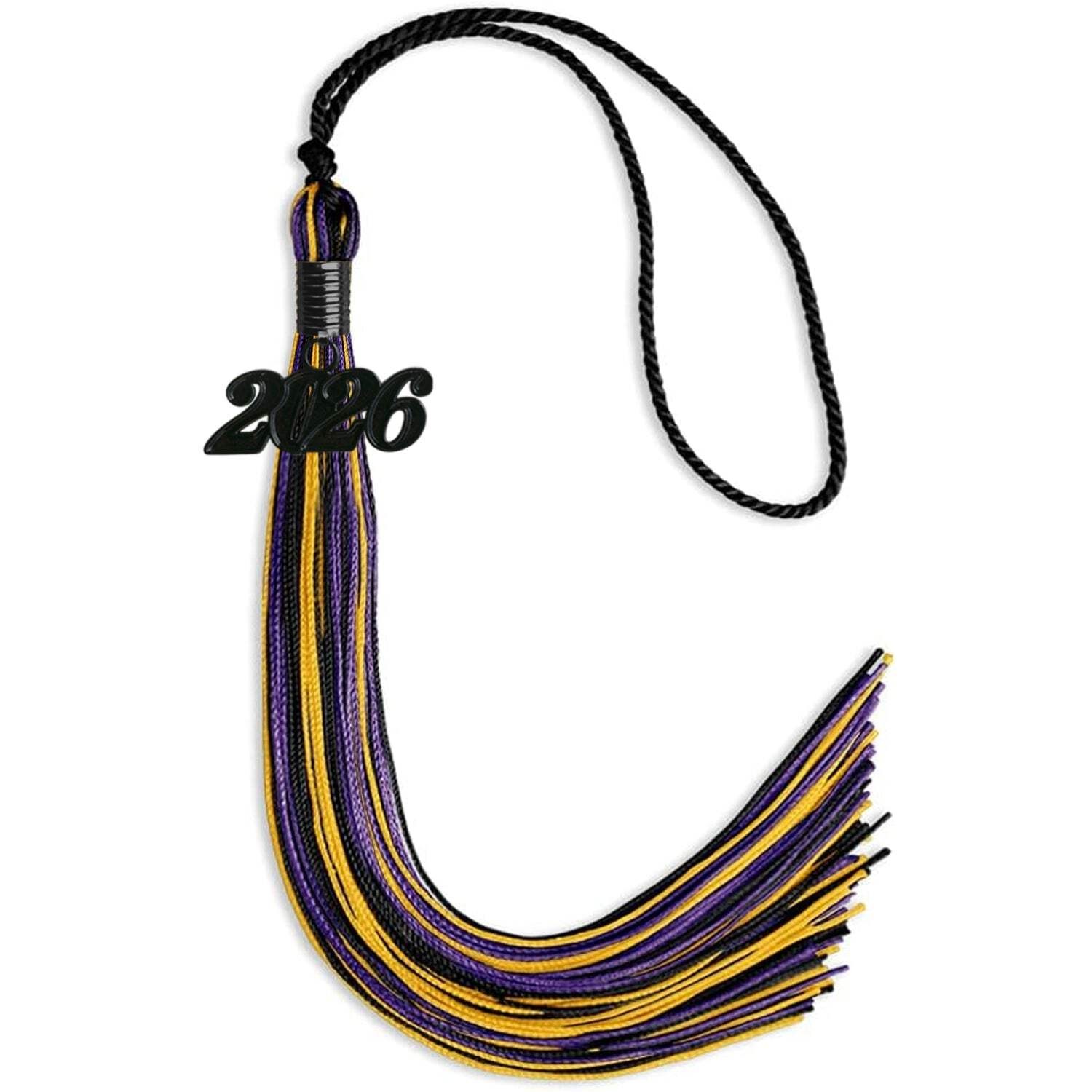 Endea Graduation Black/Purple/Gold Mixed Color Tassel With Black Date Drop