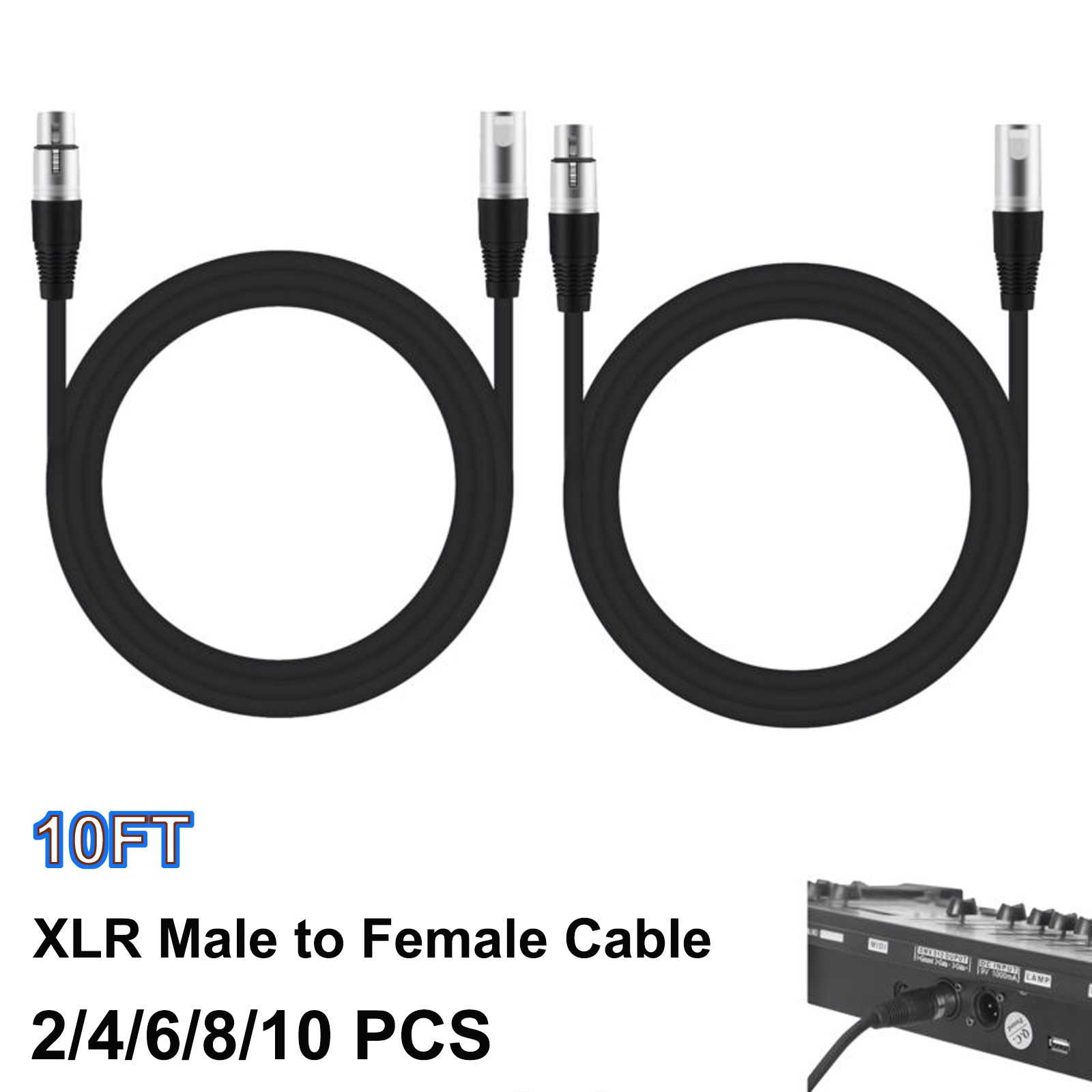 2-10 Pcs 10FT Premium XLR 3Pin Male Female Mic Microphone Mixer Audio Cord Cable