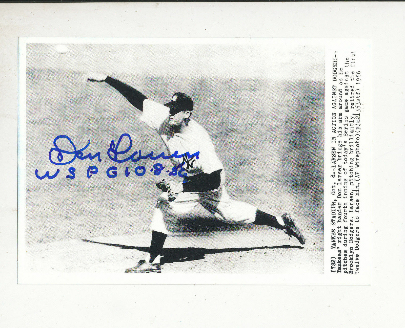 Don Larsen New York Yankees signed 3x5 card