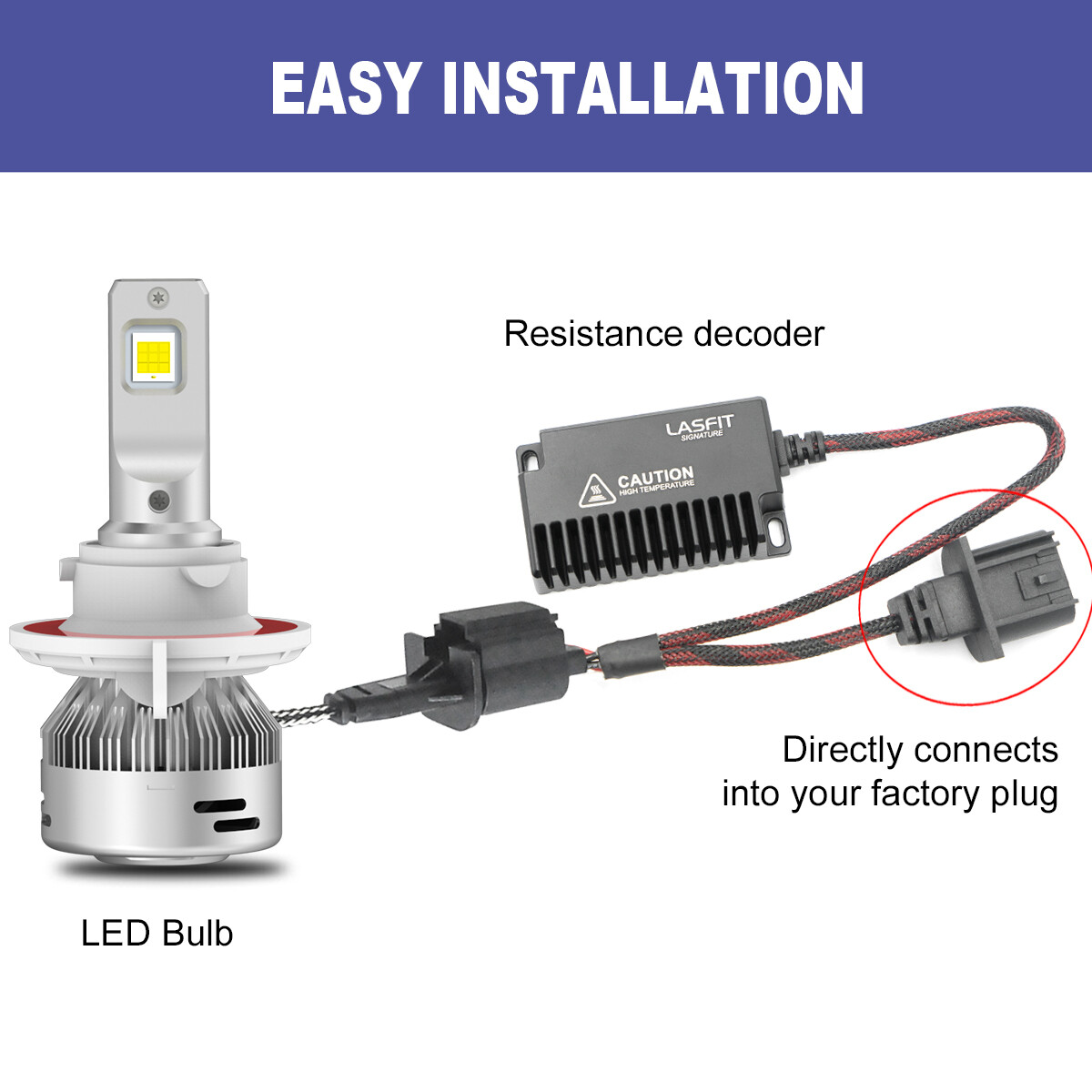 H13 9008 LED Headlight Bulb Anti Flicker Flash Resistor Canbus Error Free 2PCS