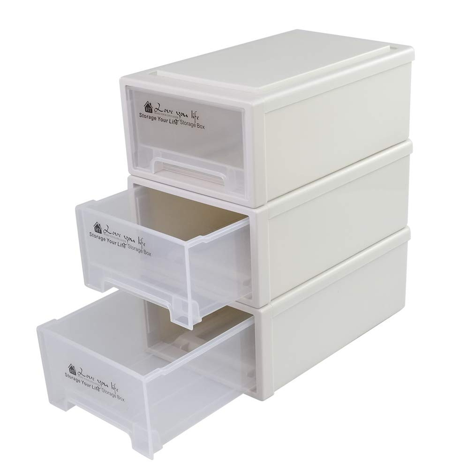 6 Quart Stacking Storage Drawer Unit Front Box, 3 Packs 6 Quart