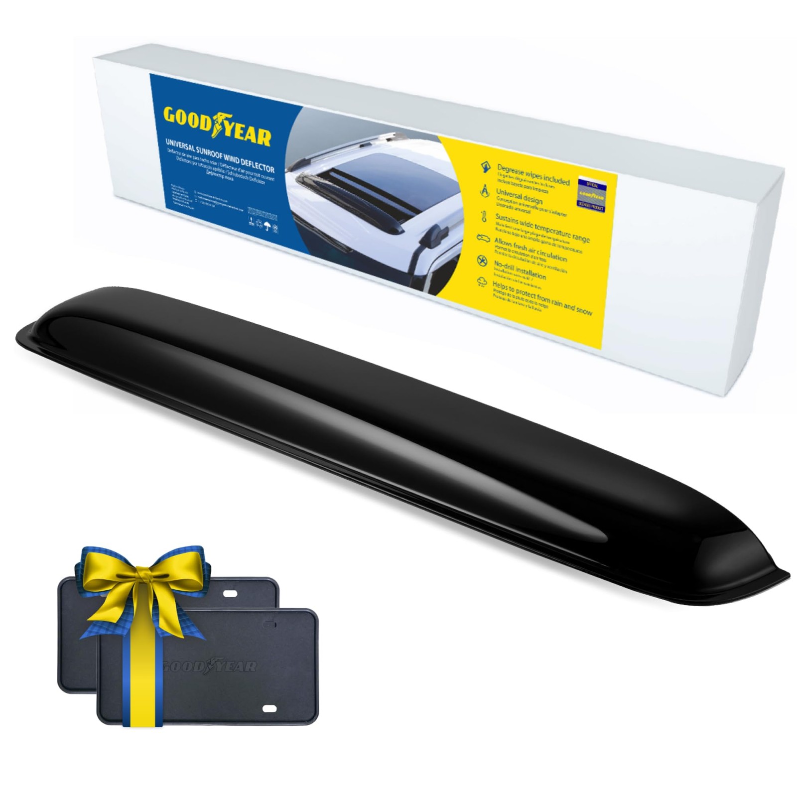 Goodyear Shatterproof Sunroof Wind Deflector 42.5, Tinted Sun and Moonroof Visor