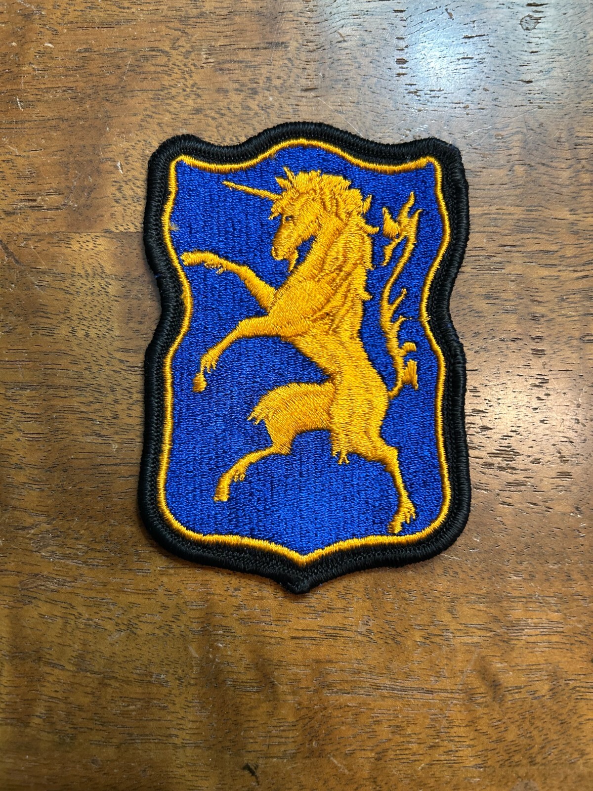 6th Cavalry Regiment patch gold unicorn on blue merrowed edge