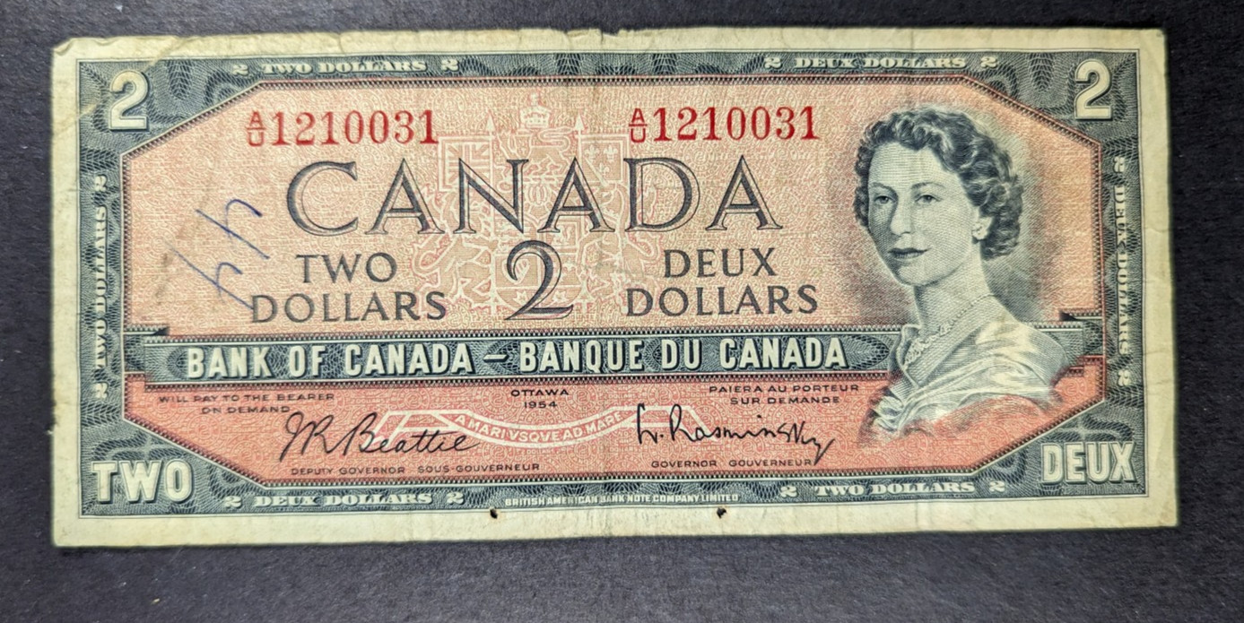 1954 Canadian 2 dollar CIRC Very Poor