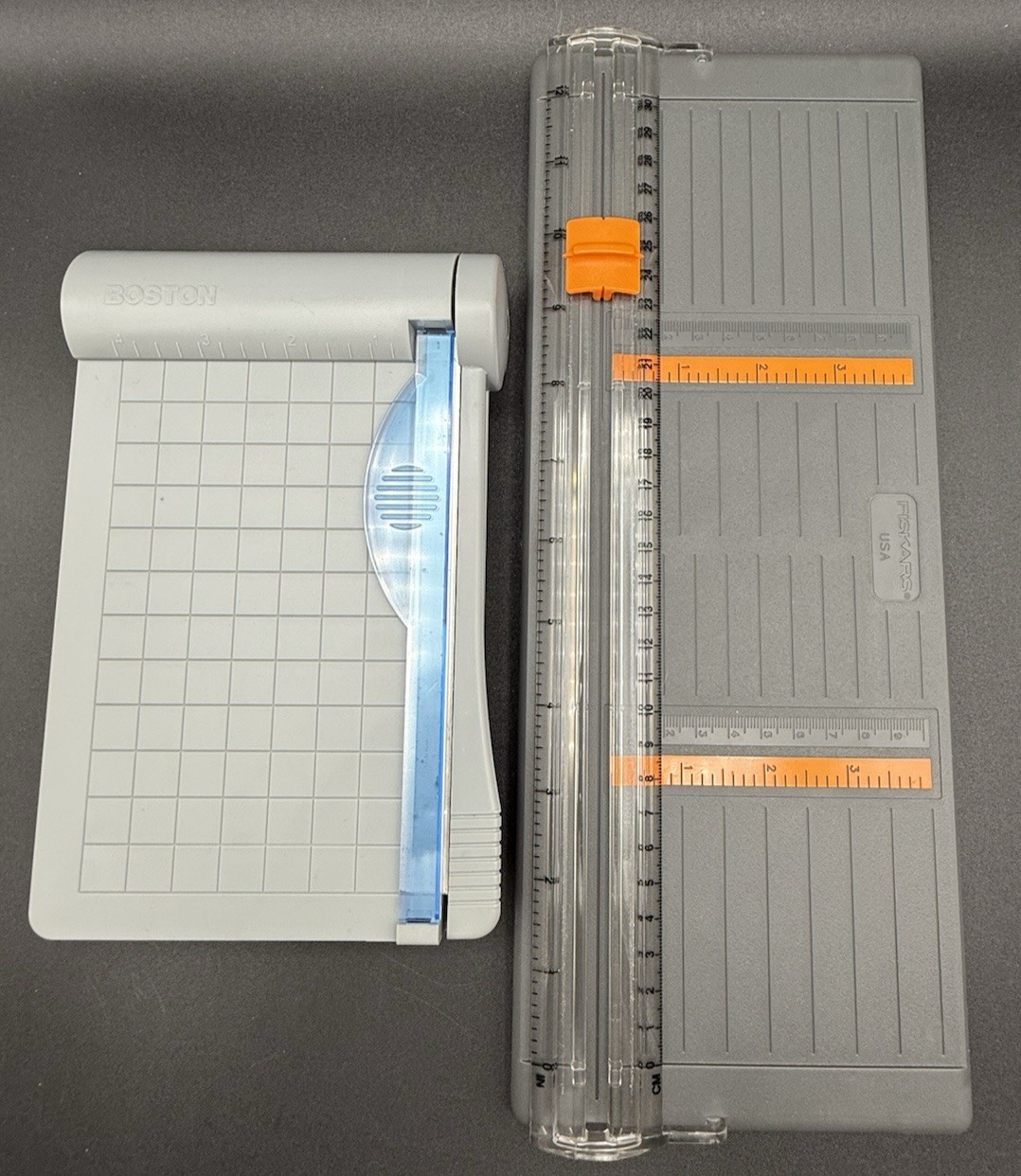Lot of 2 Craft Scrapbook Paper Cutters BOSTON and FISKARS