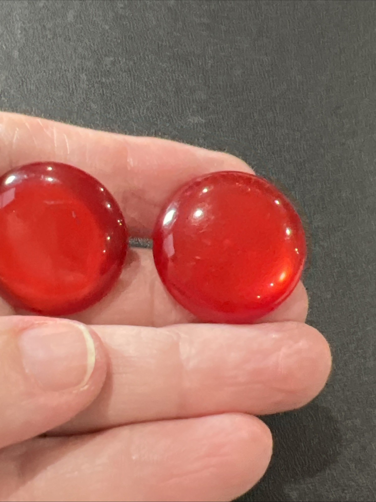 vintage red lucite Screw Back Earrings