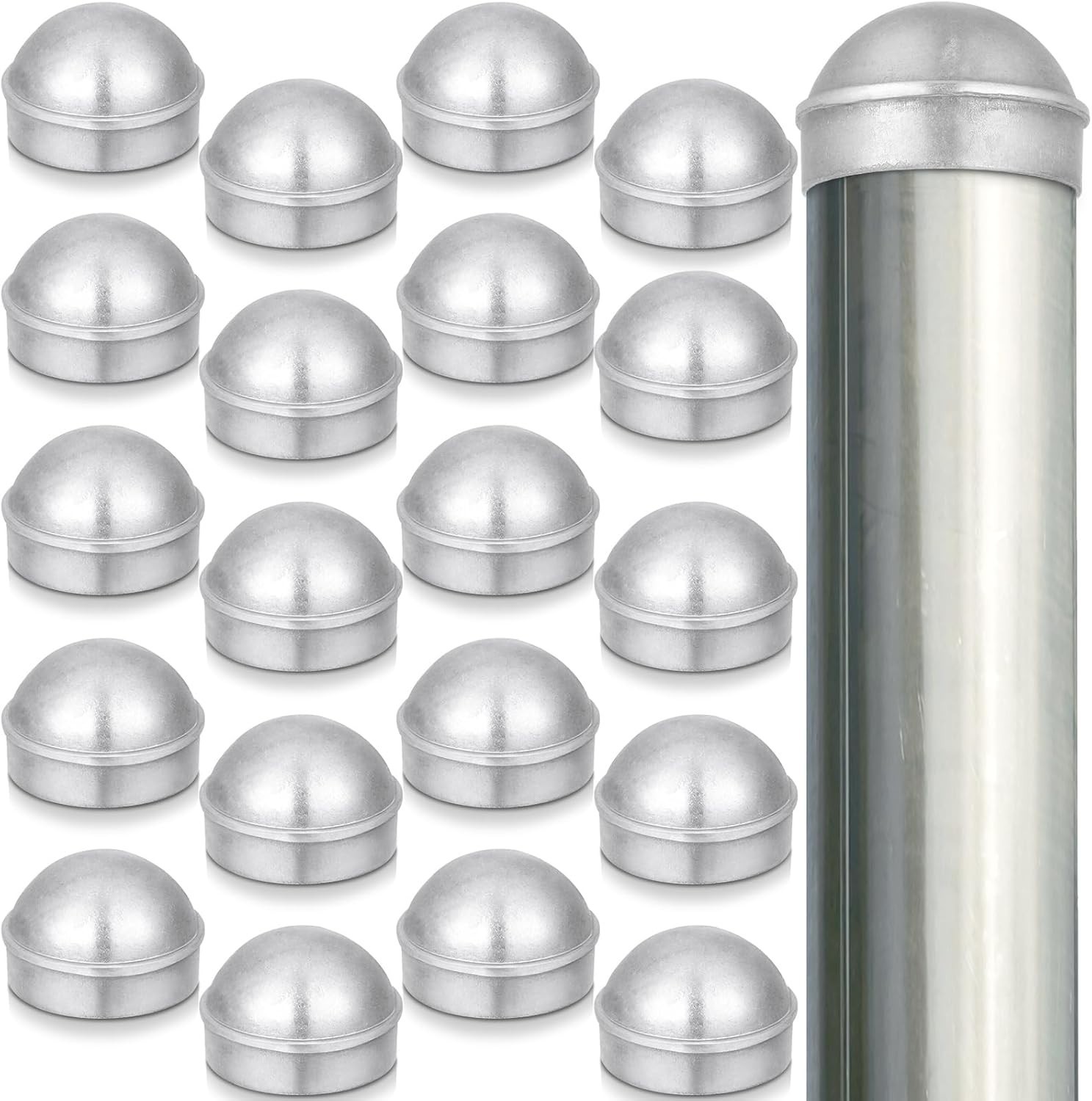 20 Pcs 2-3/8" Chain Link Fence Post Cap round Dome External Post Caps Aluminum