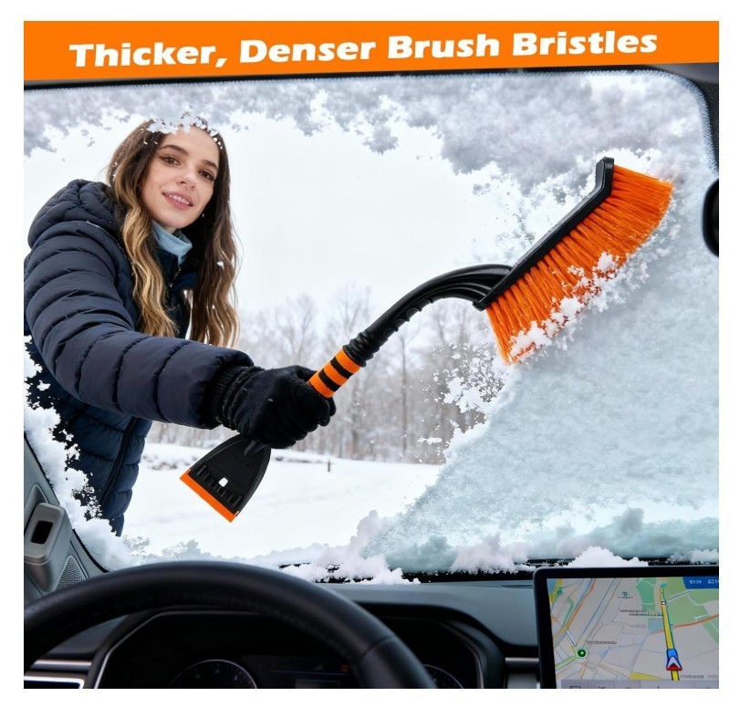Car Snow Brush & Ice Scraper – 26.8" 2-in-1 Winter Windshield Tool