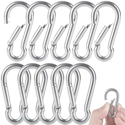 10 Pack Mosquetón con gancho de resorte de acero inoxidable de 2 pulgadas