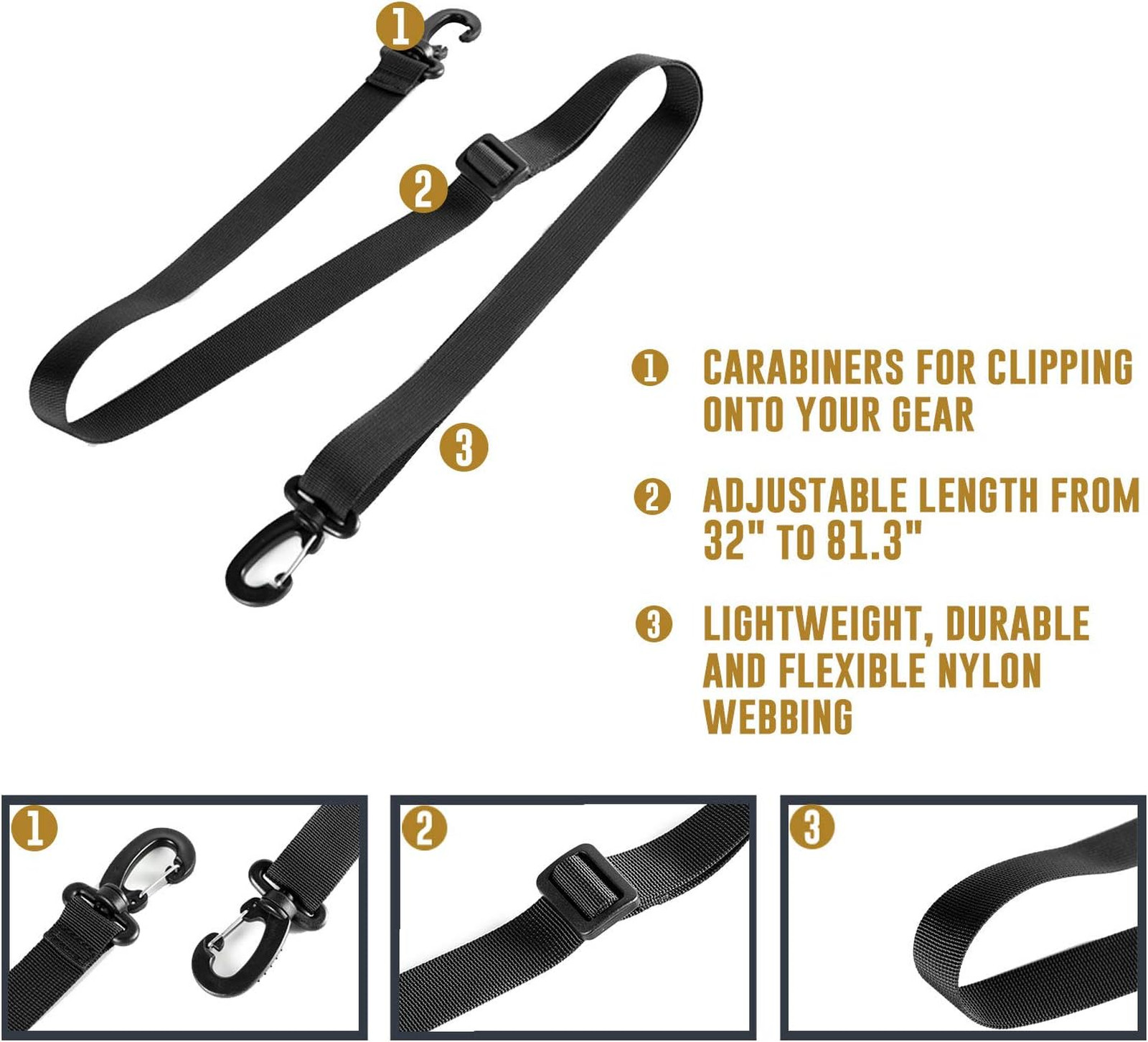 Shoulder Strap Replacement Adjustable Bag Strap for Briefcase Messenger Black