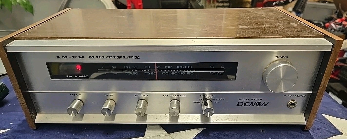 Vintage Silver Face Denon MX-990B AM FM Multiplex Wood Receiver