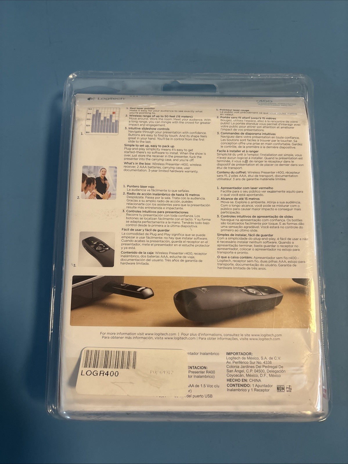 New Logitech Wireless Presenter R400, Wireless Presentation Remote Clicker/Laser
