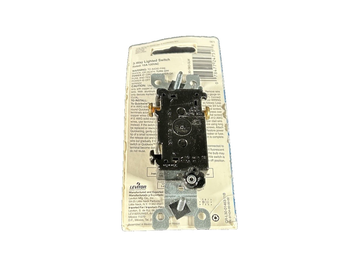 🔥2 units ~ Leviton 1463-GLW 3-Way AC Quiet Toggle Switch w/ Lighted Toggle🔥