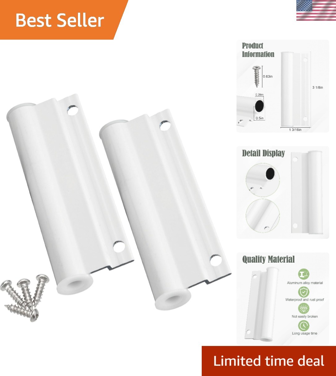 Andersen Storm Door Replacement Hinges - Durable Aluminum, 2 Hinges Included