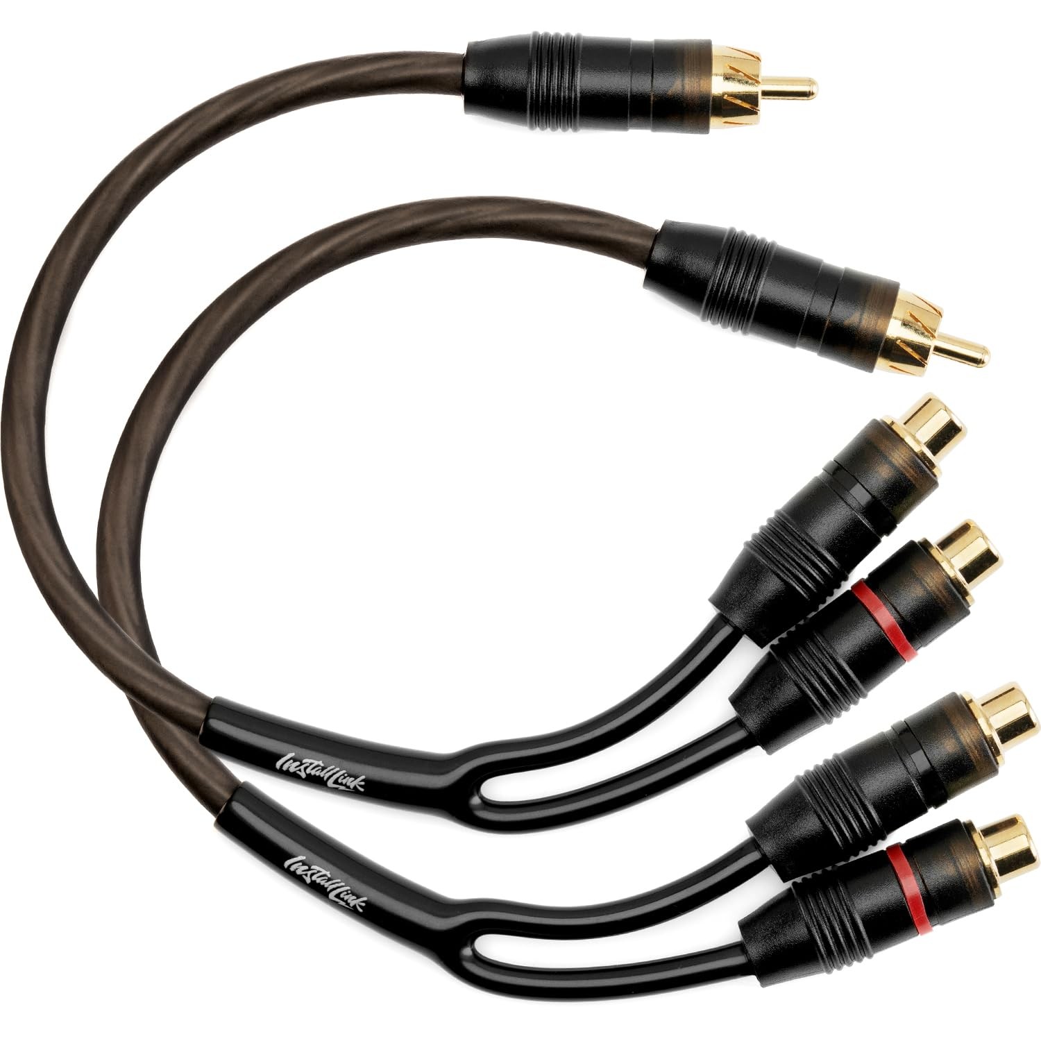 Install Link RCA Audio Cable for Subwoofer 1-Male to 2-Female, Frosted Black