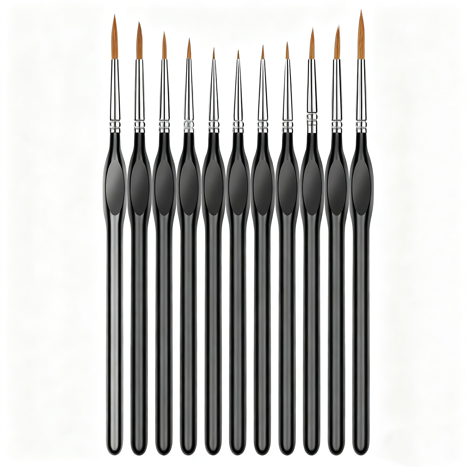 Artist Paint Brushes 11Pcs, Fine Detailing For Models Figures Canvas, Black