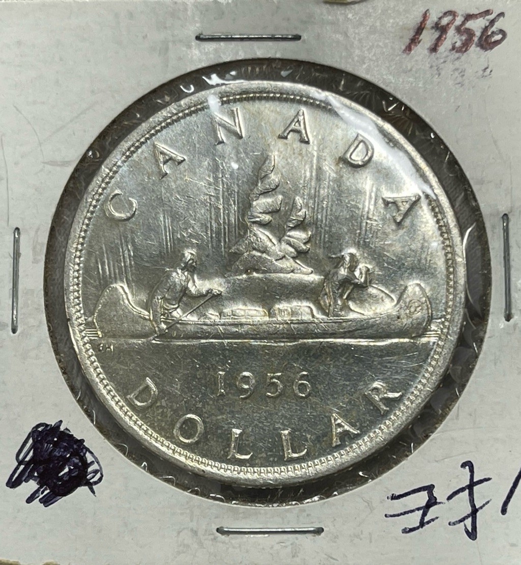 1956 Canada Silver Dollar Coin Low Mintage Excellent Condition High Value