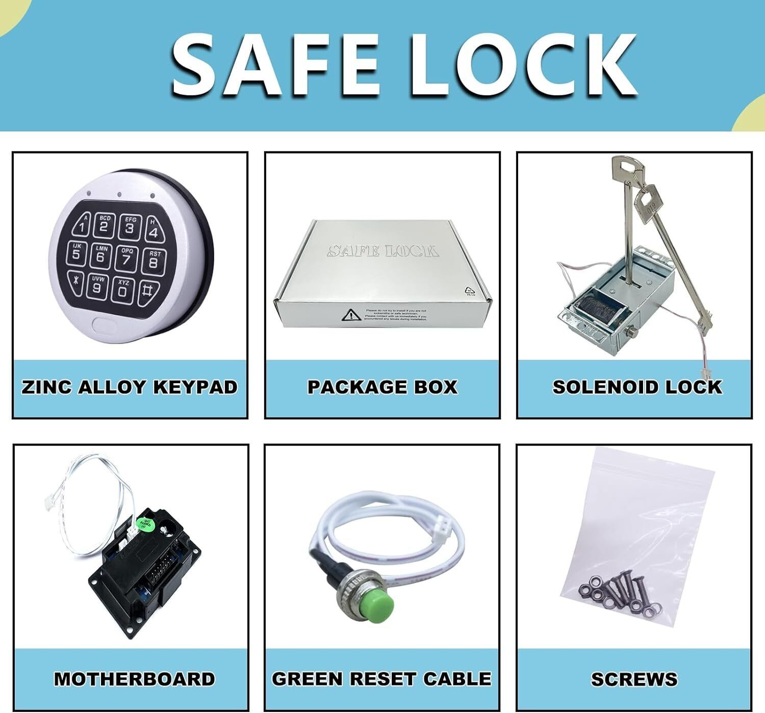 Replace La Gard Gun Safe Lock Electronic Solenoid Lock & 2 Override Keys .
