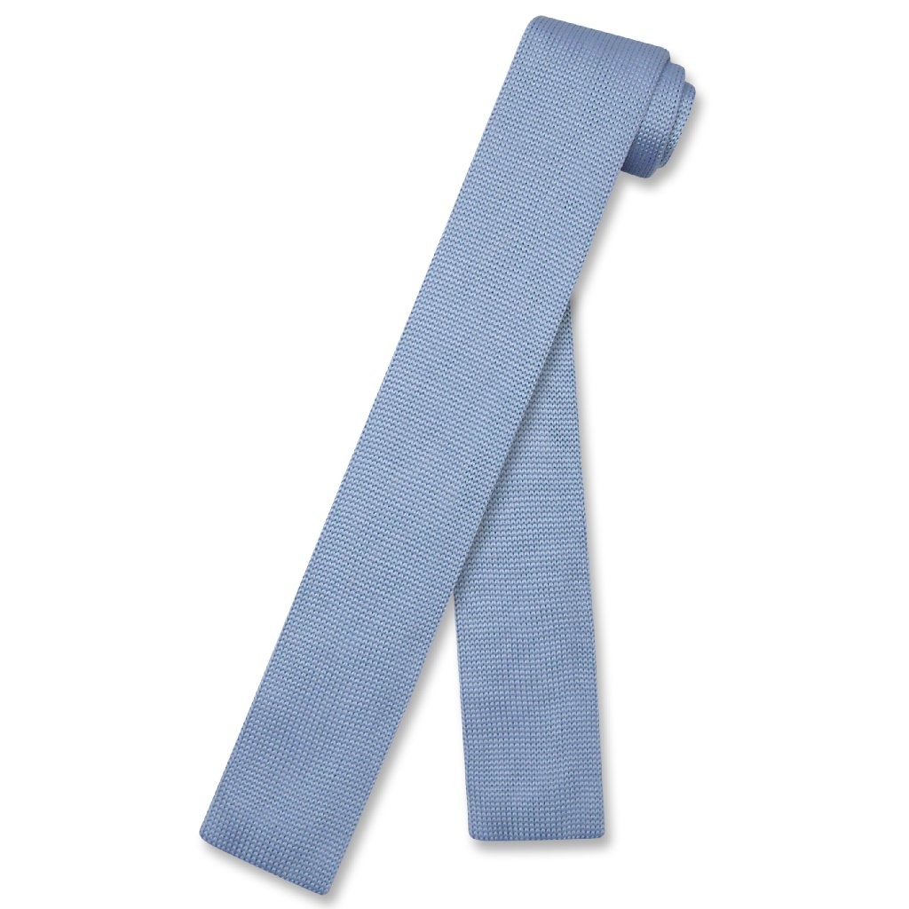 Biagio KNITTED Neck Tie Solid BABY BLUE Color Mens Knit NeckTie