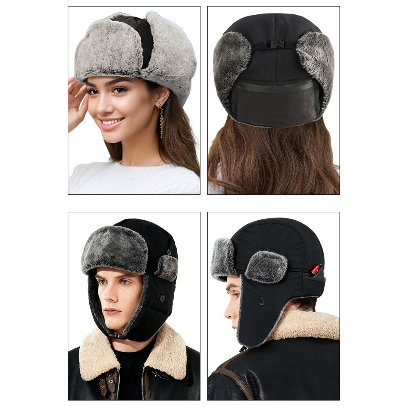 Winter Hat USB-Powered Warm Headgear Windproof Thermal Ear Protection Hat