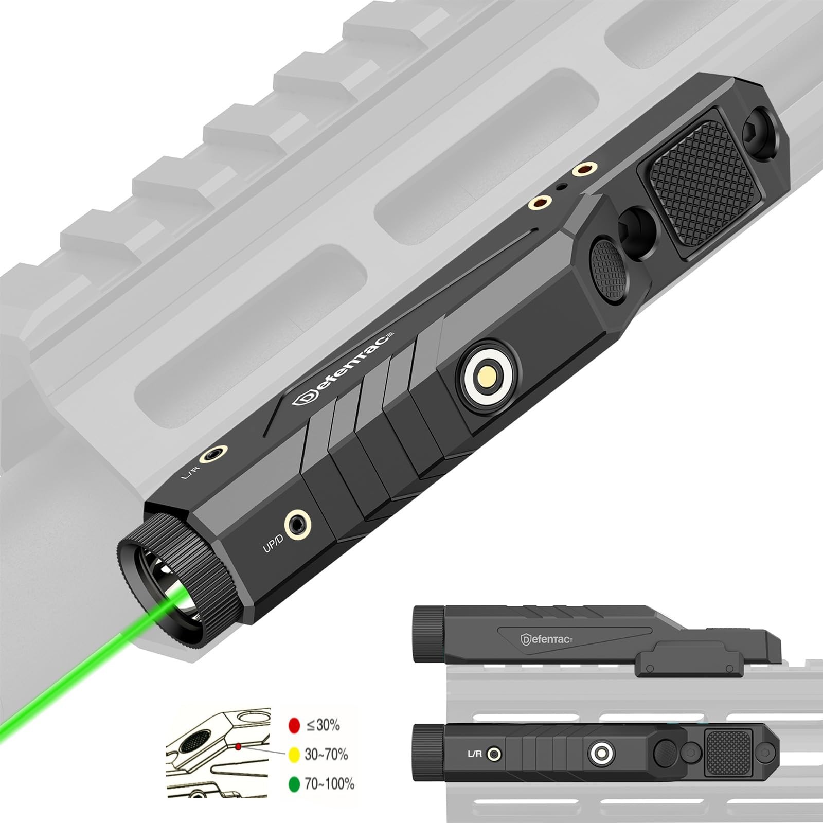 DEFENTAC 1600 Lumens Green Laser Light Combo for Rifle 1600 Lumens, Green.