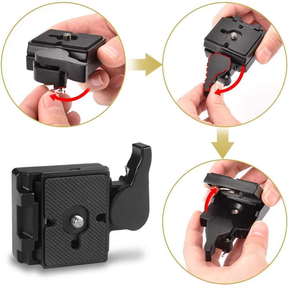 323 RC2 Quick Release Plate, Metal Rapid Adapter with 1/4" and 3/8" Camera Screw