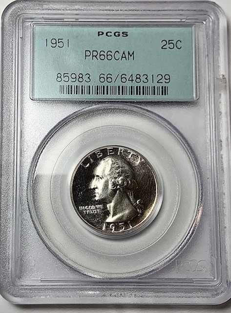1951 Silver Washington Quarter 25C - PCGS PR66CAM - Fantastic Proof Coin!
