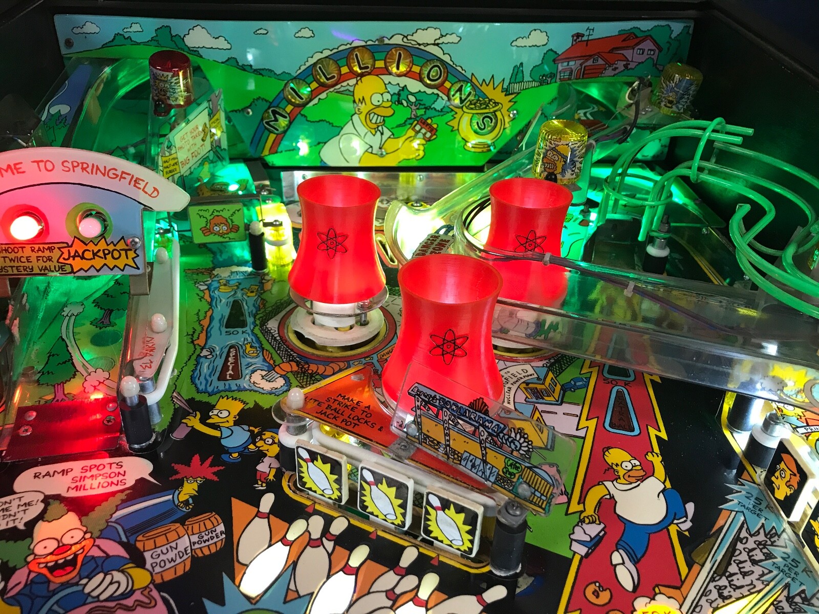 Data East Simpsons Pinball Cooling Towers New Design - Red