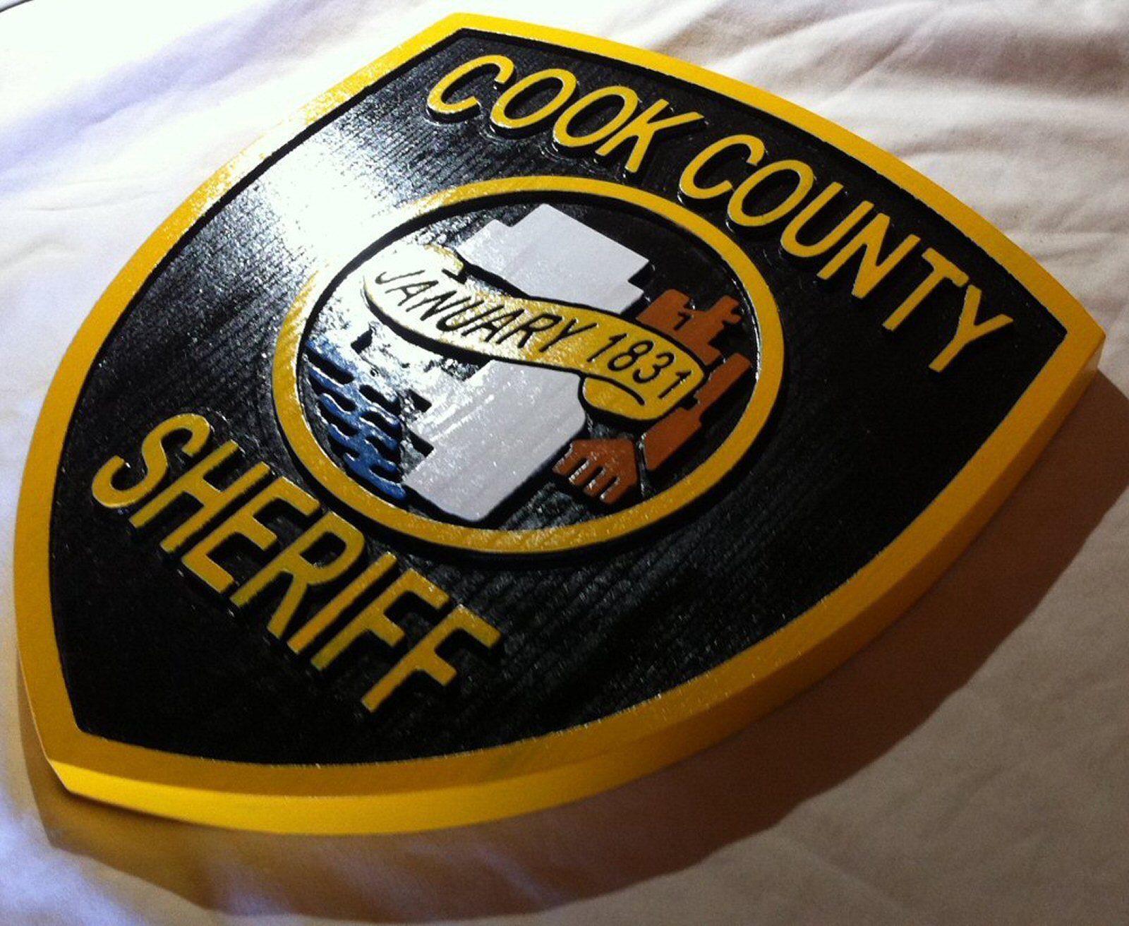 Police Cook County Sheriff 3D routed wood patch sign plaque