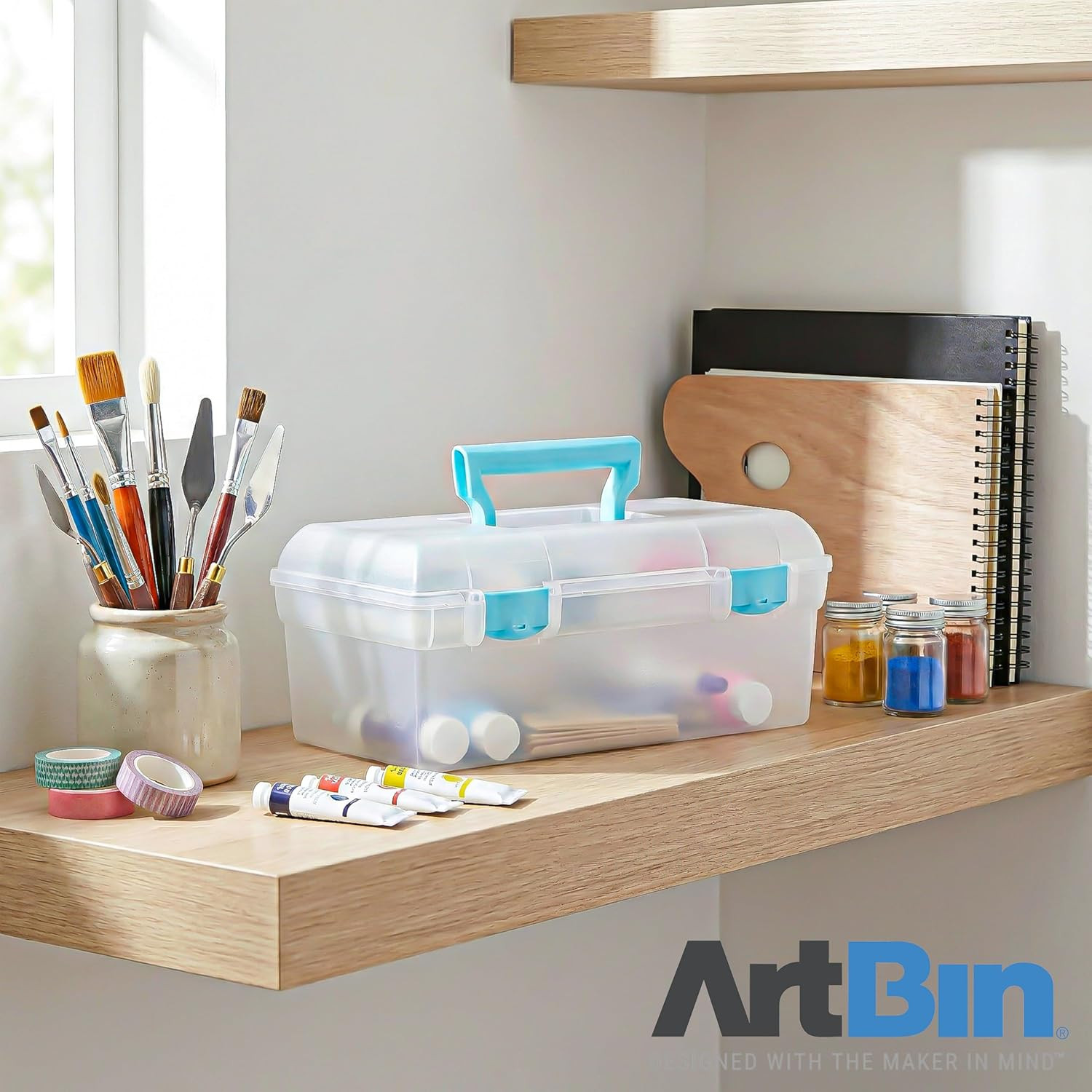 6937AG Essentials Lift-Out Tray Box, Portable Art & Craft Organizer with Hand...