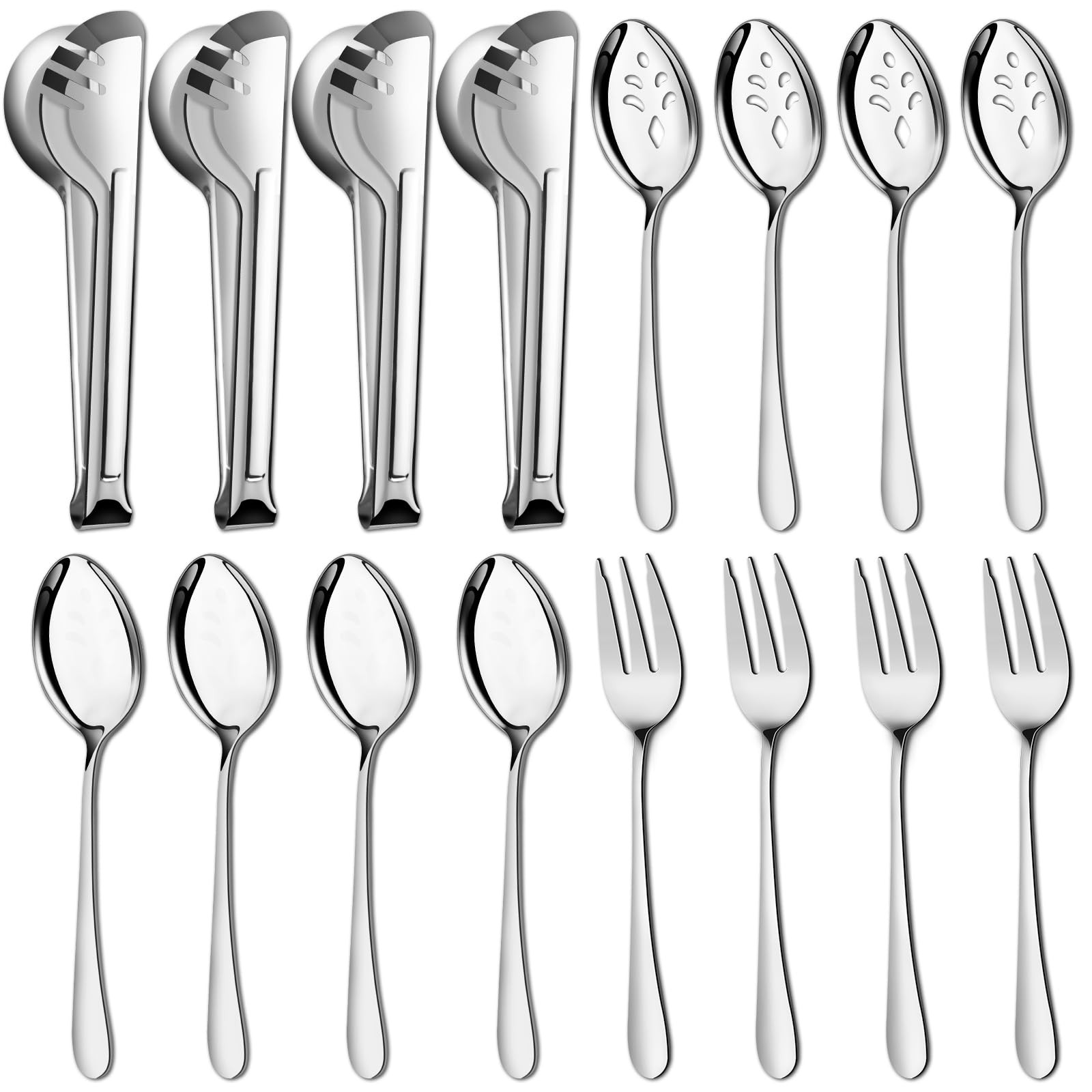 Pleafind 16 PCS Serving Utensils, Stainless Steel Serving Utensils Set with S...