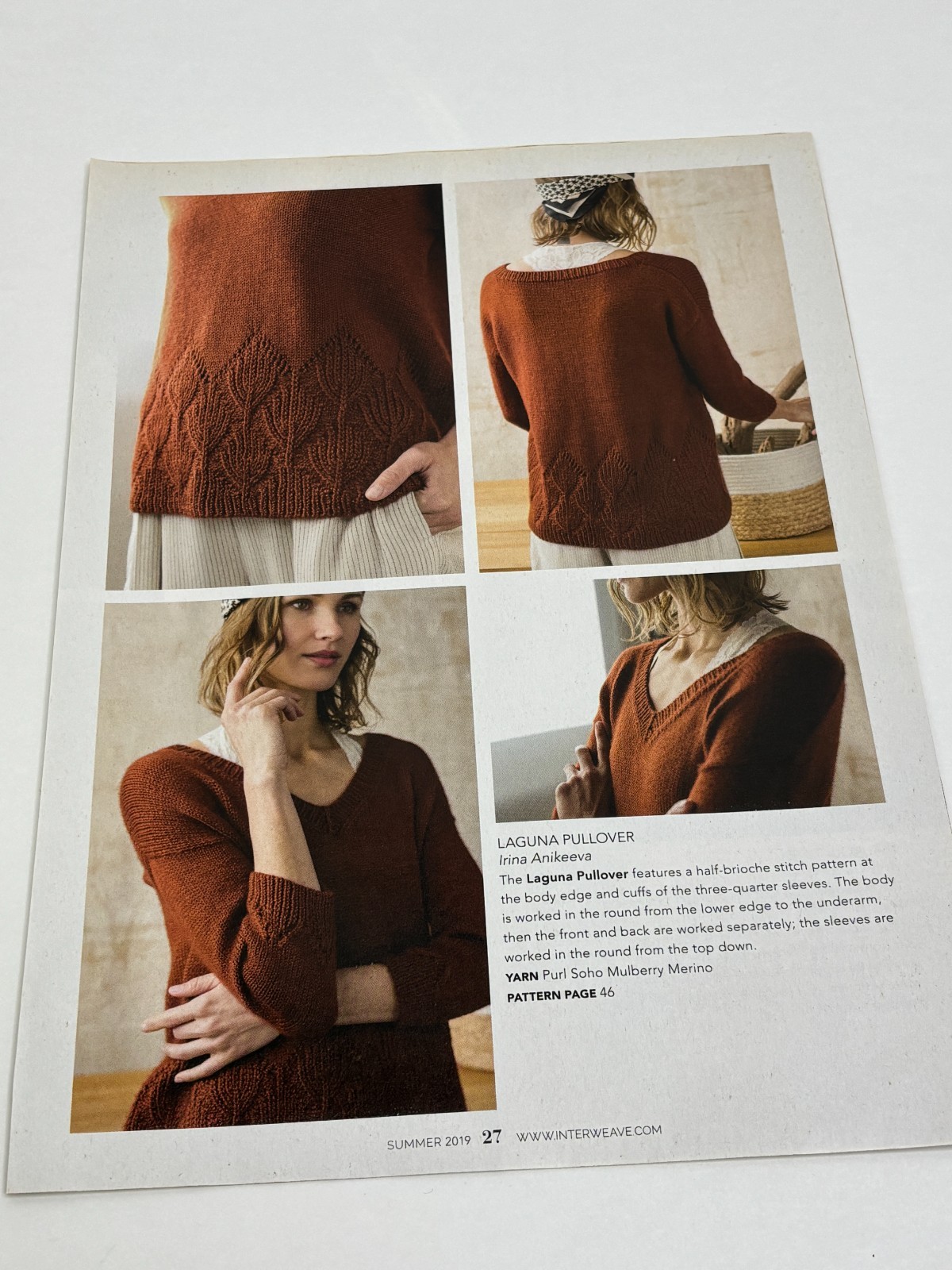 Laguna Pullover Women's Size Knitting Pattern Magazine Pages