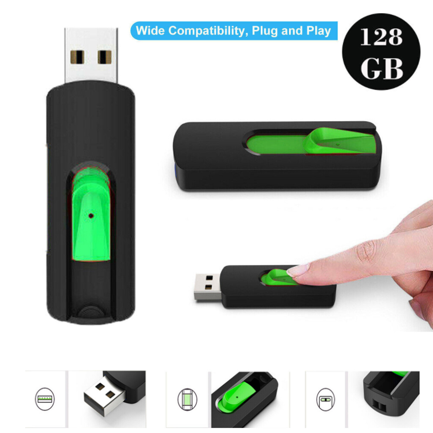 128GB Flash Drive Photo Video Anti-lost Data Stick Backup Storage Memory Drive