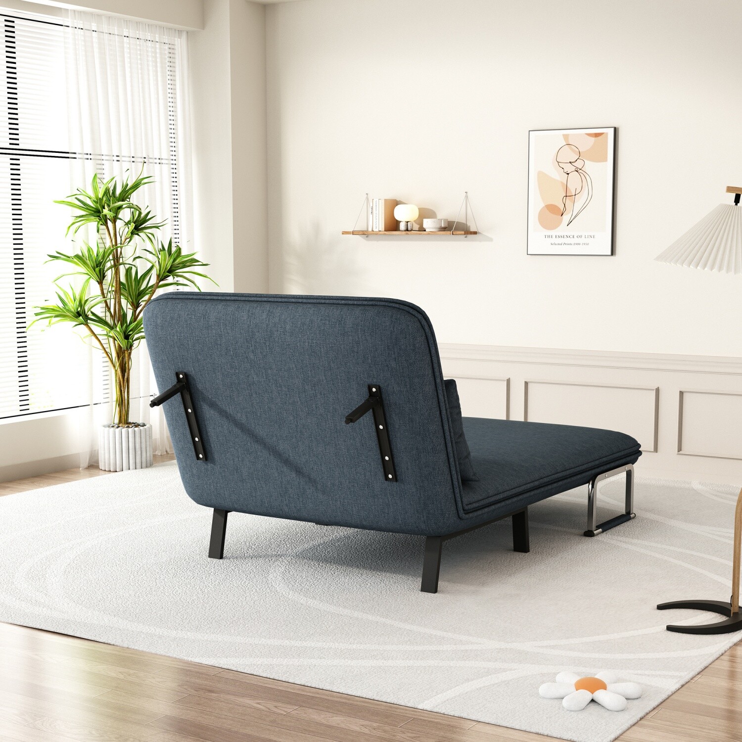 39'' Convertible Sleeper Sofa Bed Velvet Sofa Couch with Pull Out Bed & Pillow
