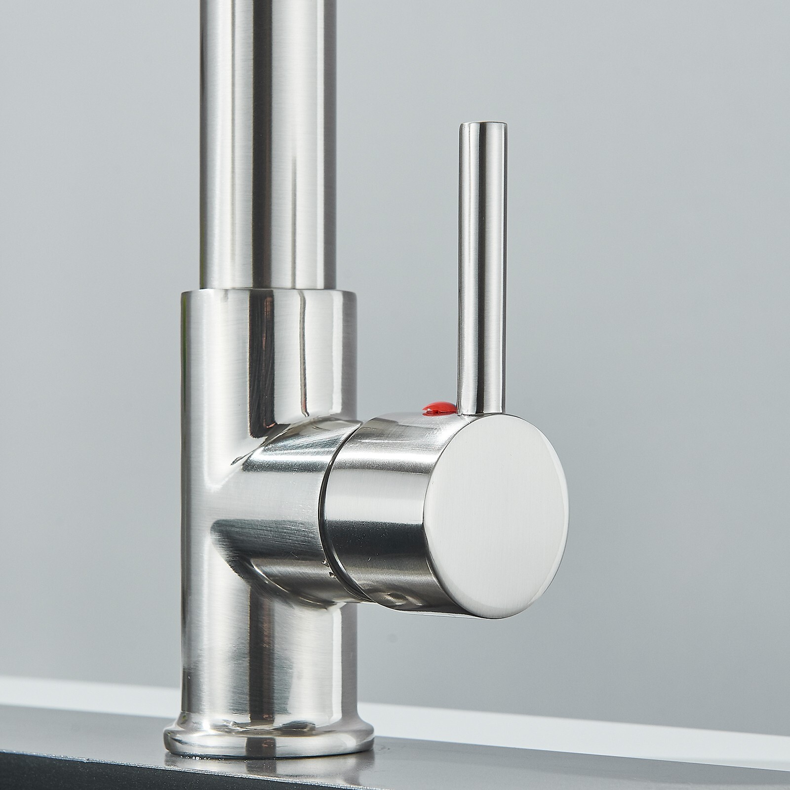 Brushed Nickel Kitchen Sink Faucet Pull Down Sprayer Swivel Single Handle Mixer