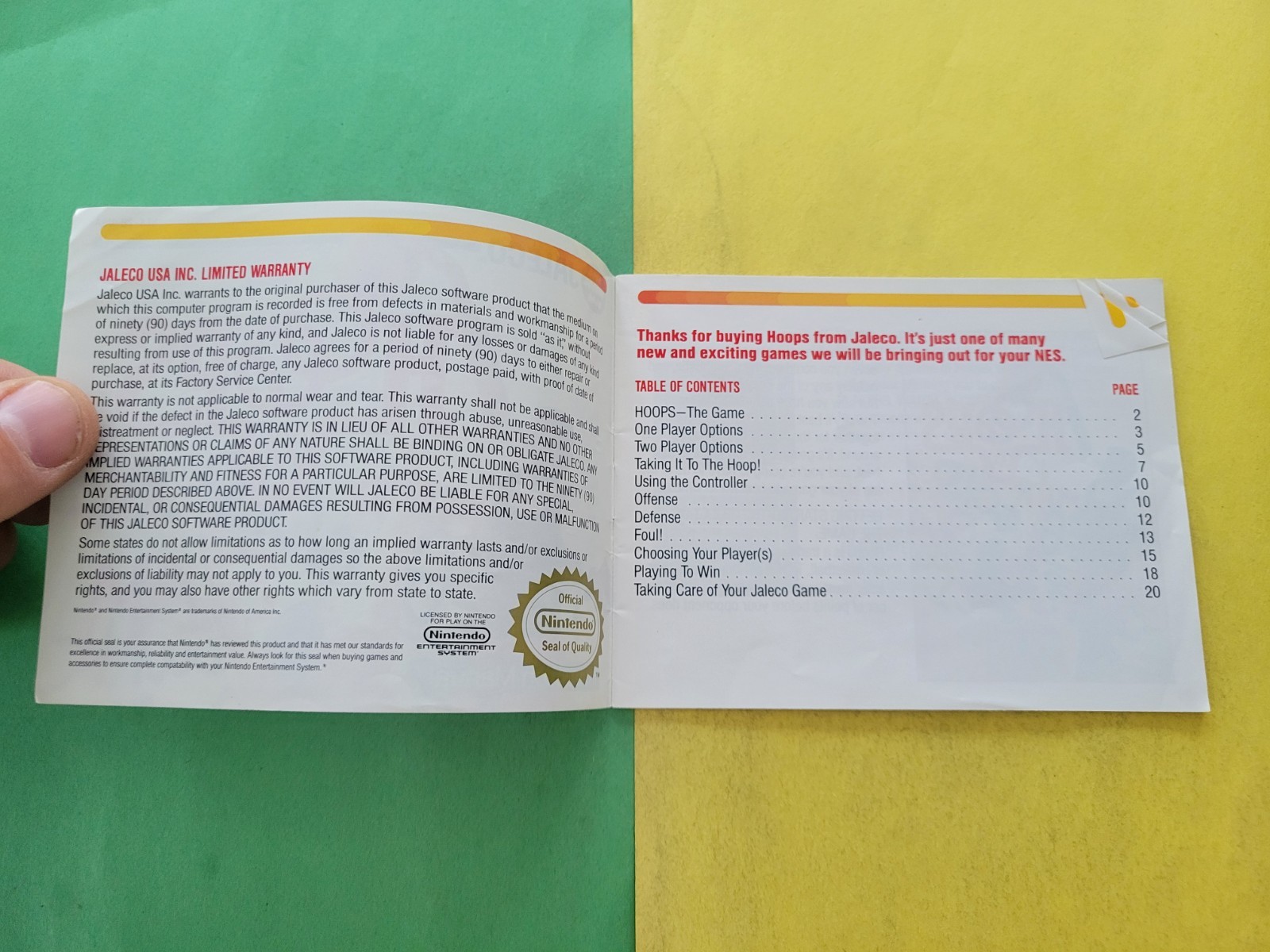 Hoops Basketball Nintendo NES Instruction Manual Only