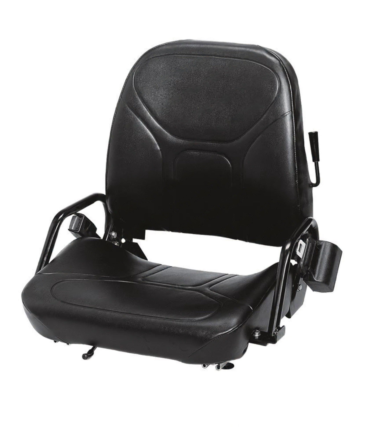 Forklift Seat Black Vinyl w/ Seat Belt & Hip Restraints Universal Replacement