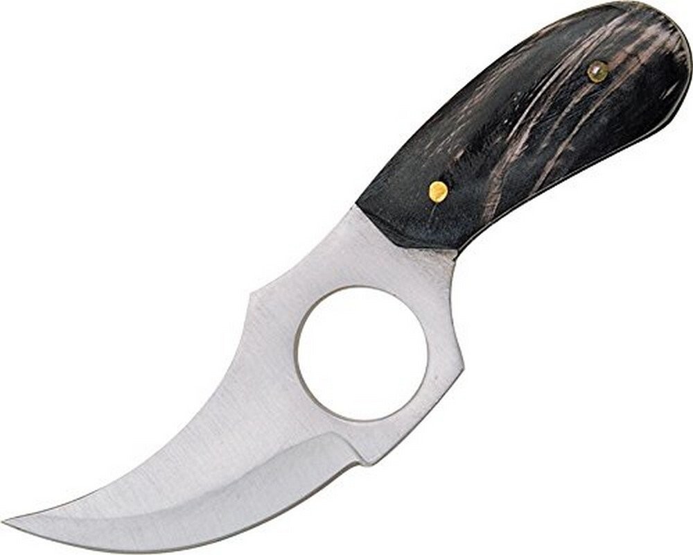 Pakistan Fixed Knife Skinner Blade W/ Black Leather Sheath Finger Hole- PA2989BK