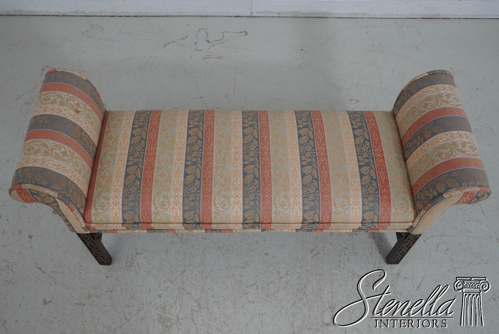 69287: Chippendale Mahogany Rolled Arm Window Bench
