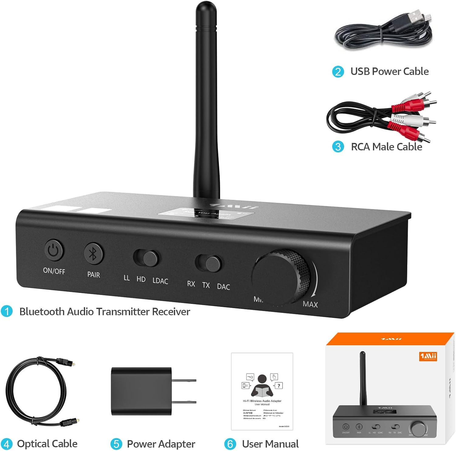 DS700 Hifi Bluetooth Audio Transmitter Receiver for TV, Long Range Wireless Adap