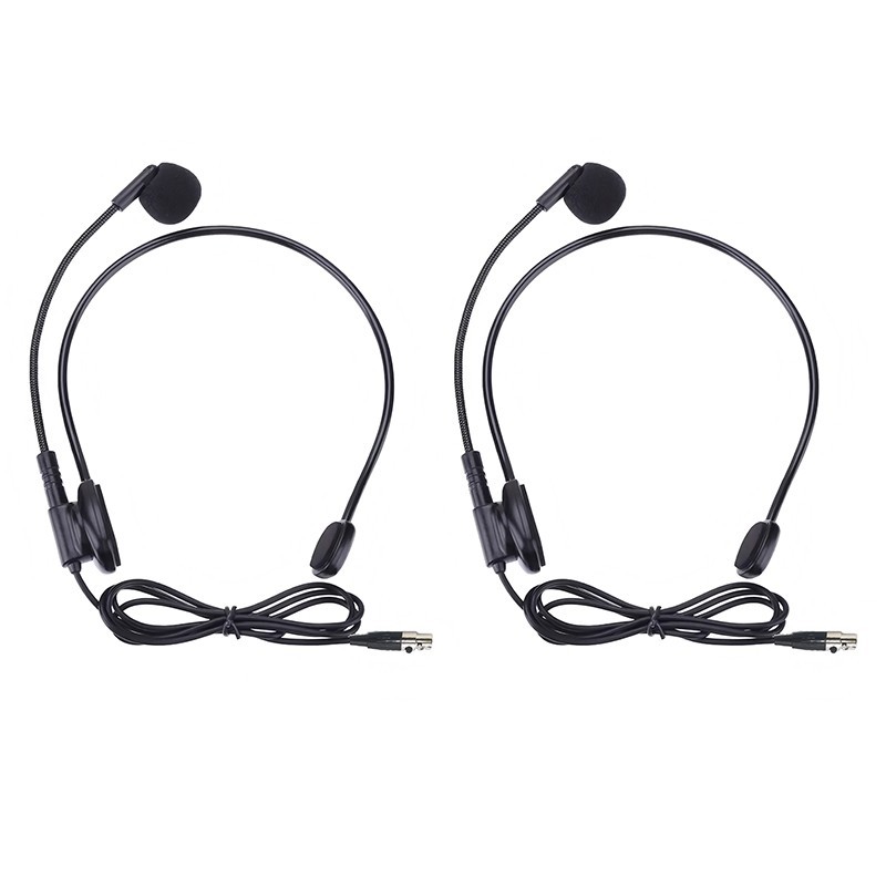 2 Pack Black TA4F XLR 4 pin Headset Microphone For Shure Wireless bodypack