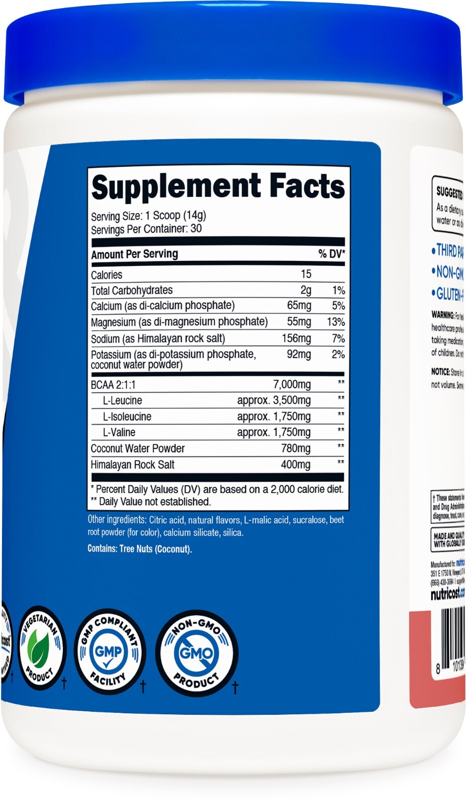 Nutricost BCAA+ Hydration Powder (Raspberry Lemonade) 30 Servings