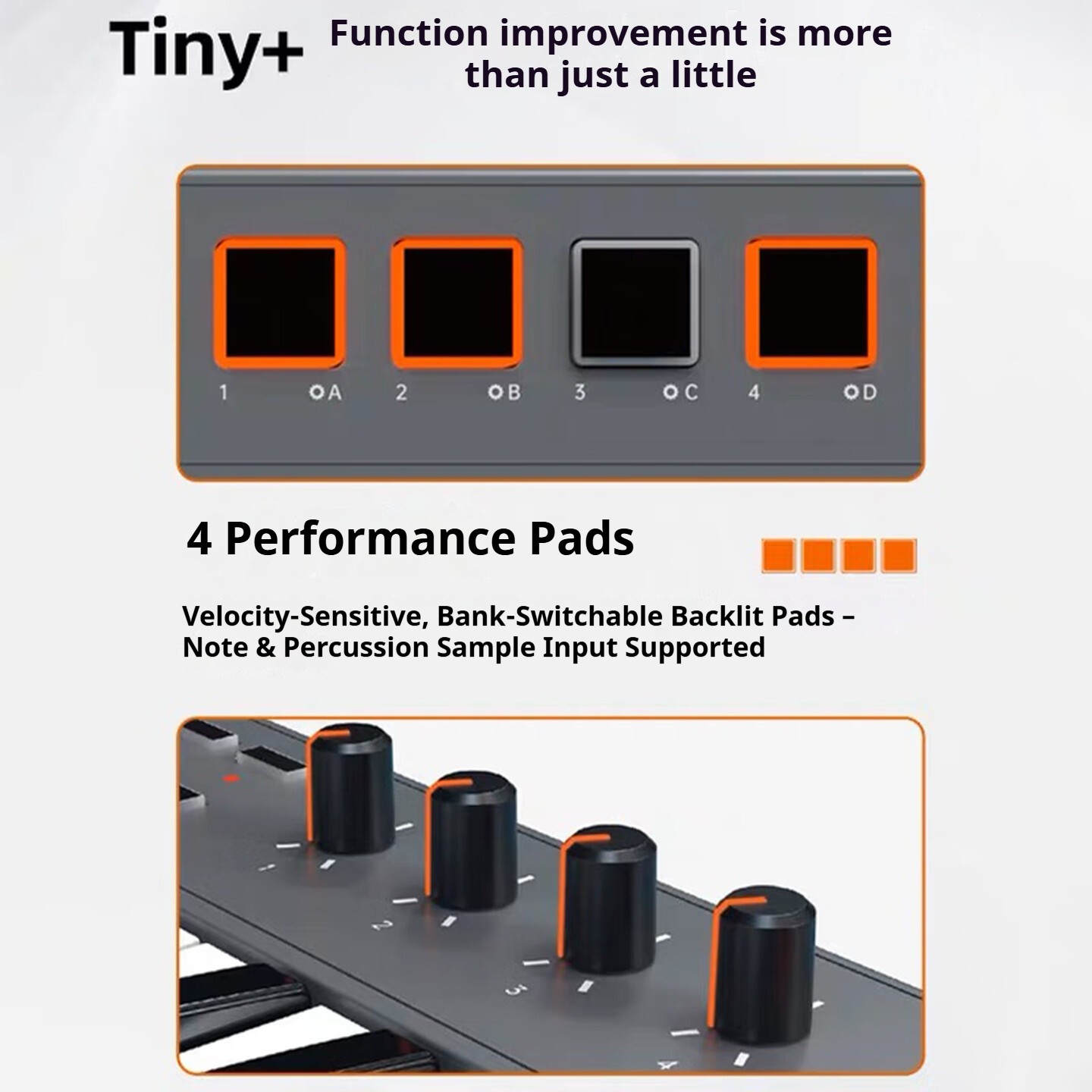 Midiplus TINY+ Portable USB MIDI Keyboard 32 Mini Key Drum Pad Travel Compact PC