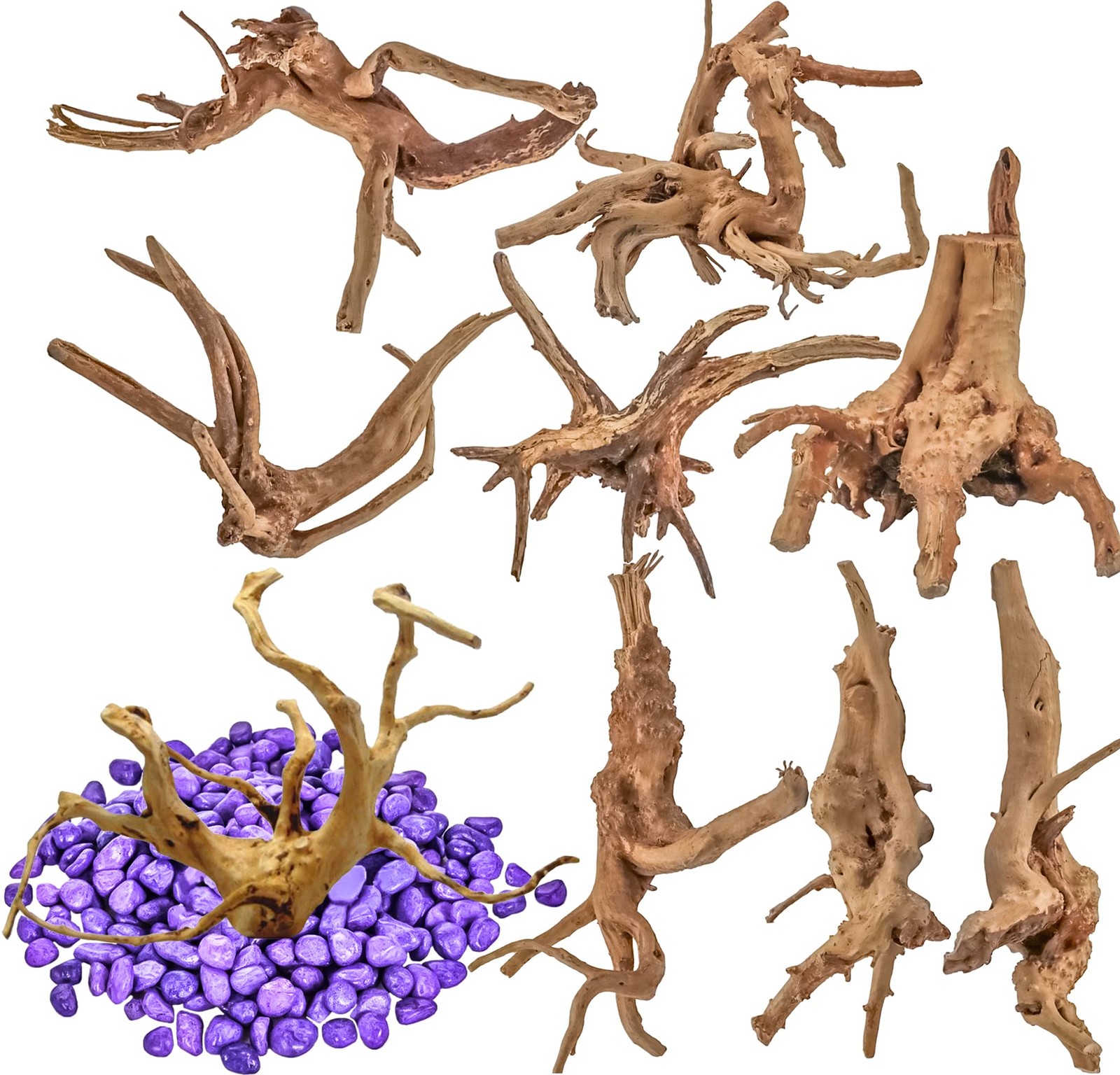 Vmiapxo 8-Pack Natural Driftwood, Sinkable Spider Wood (3.15''-4'') 3.15''-4''