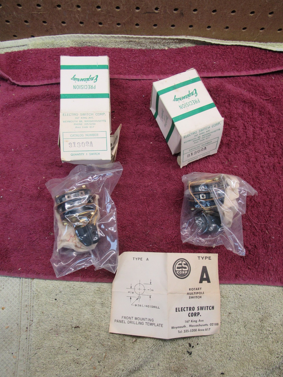 (2) NOS Electro Switch Rotary Switch 31302A Type A 8 Position 2-Pole Industrial